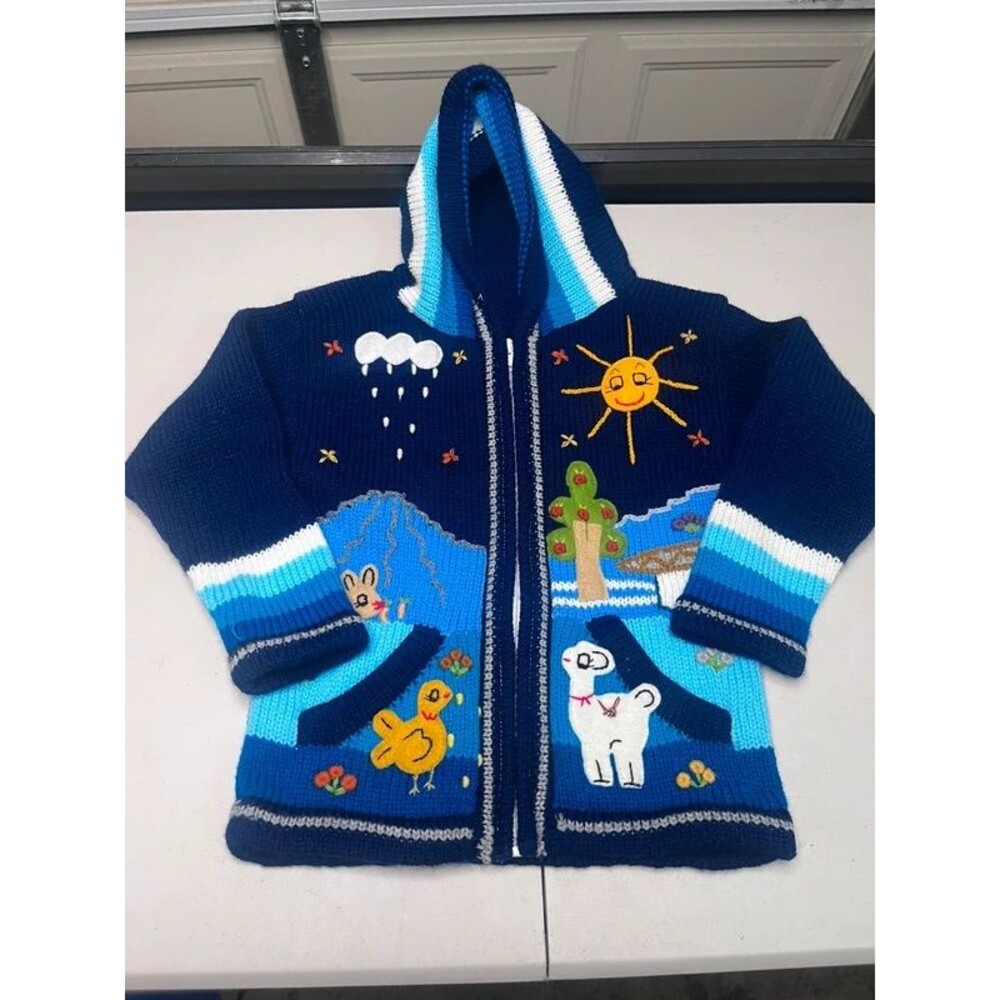 Children's Embroidered Knit Zip-Up Hoodie